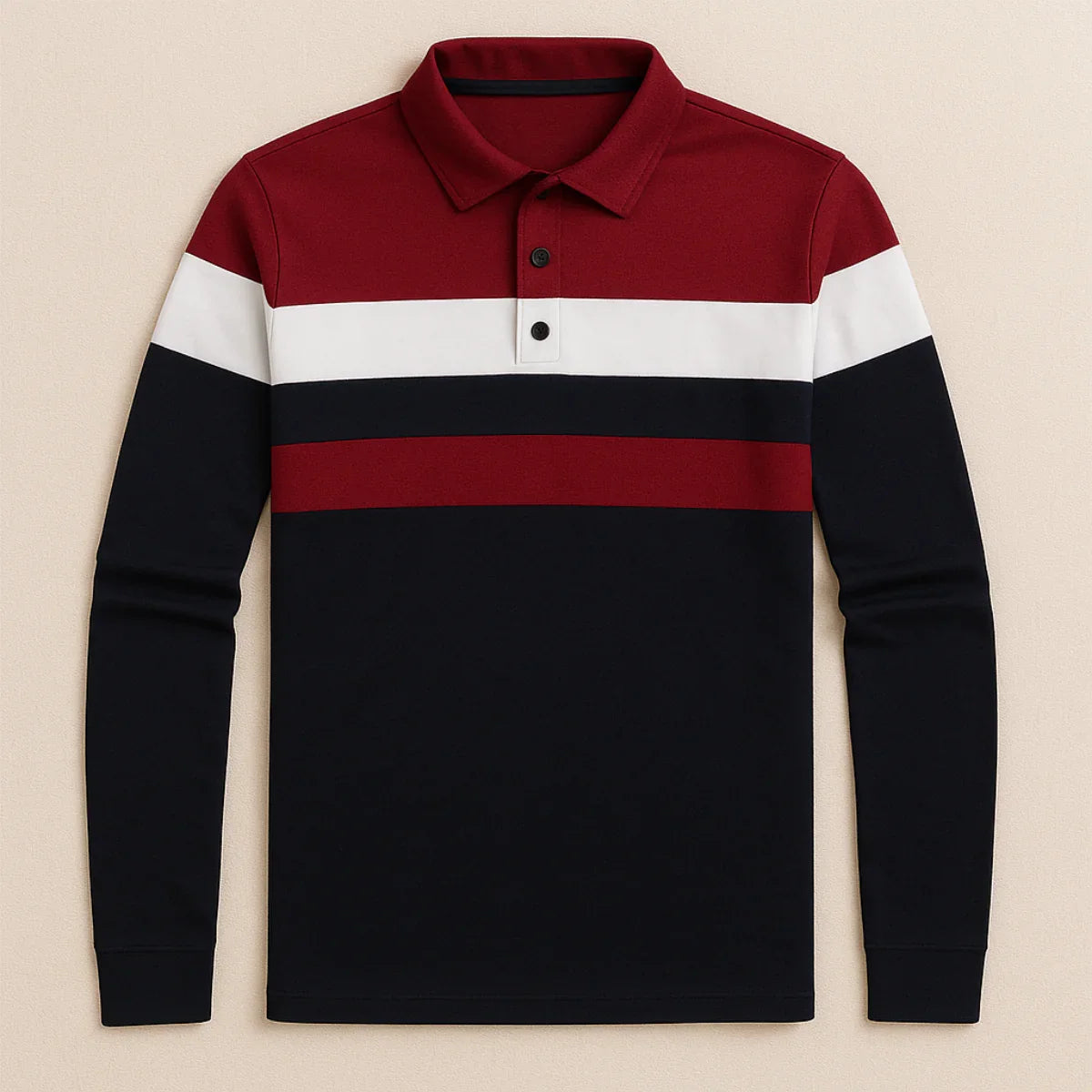 Herre Skjorter Langærmet Stribet Poloshirt Moderne Stil 6