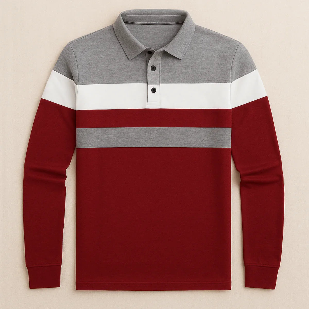 Herre Skjorter Langærmet Stribet Poloshirt Moderne Stil 8