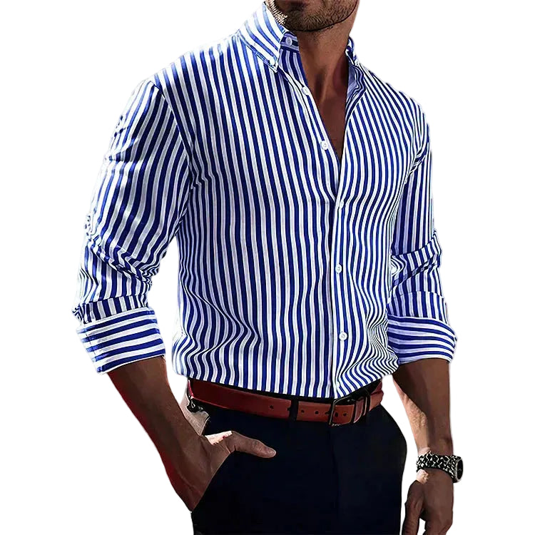 Herre Skjorter Stribet Smart Casual Pasform 0