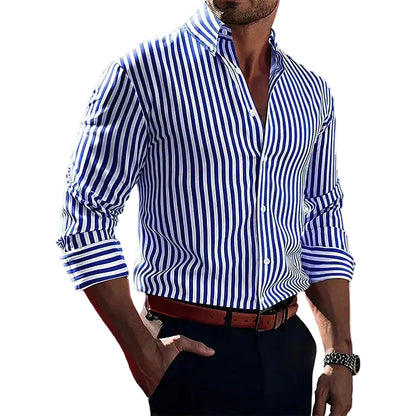 Herre Skjorter Stribet Smart Casual Pasform 0