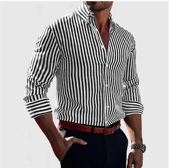 Herre Skjorter Stribet Smart Casual Pasform 1