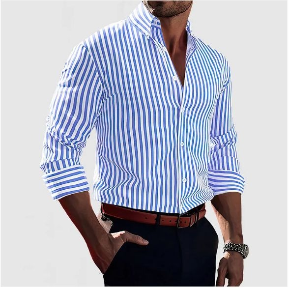 Herre Skjorter Stribet Smart Casual Pasform 3