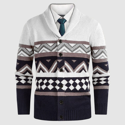 Herre Strikcardigan med Geometrisk Mønster 4