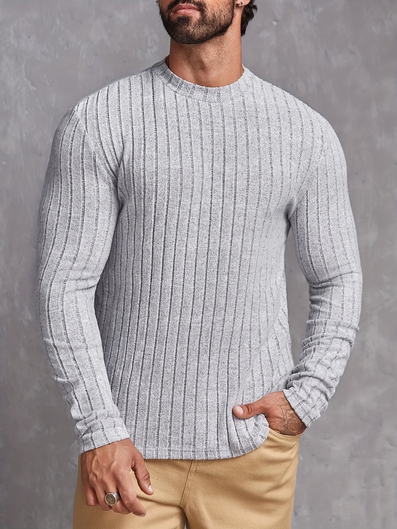 Herre Striktrøje Casual Crewneck Stil 8