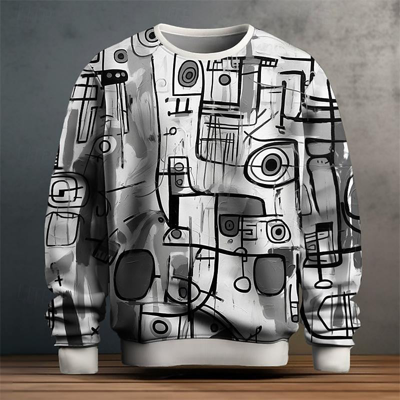 Herre Sweater med Geometrisk Mønster 1