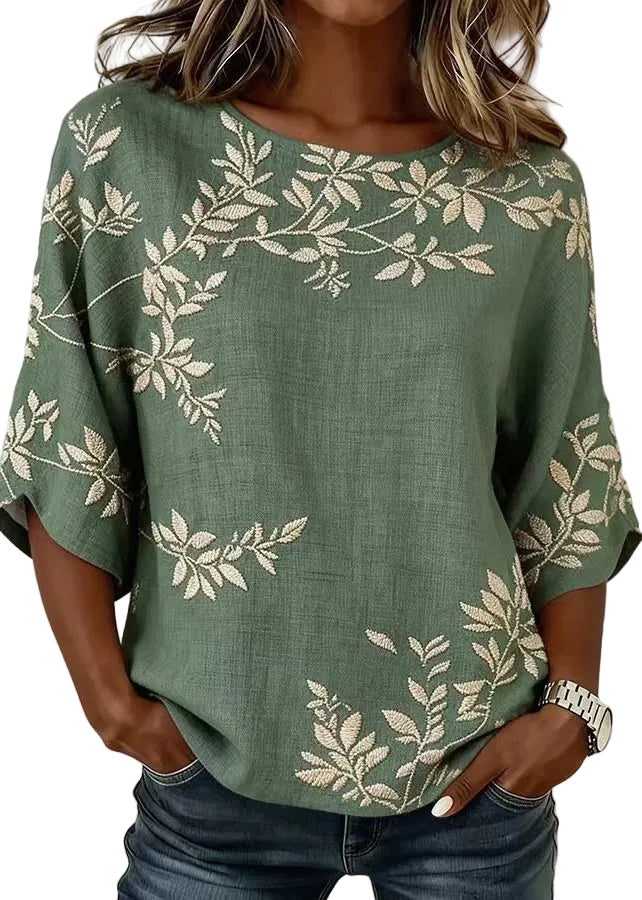 Herre T-shirt med O-hals og Print 0