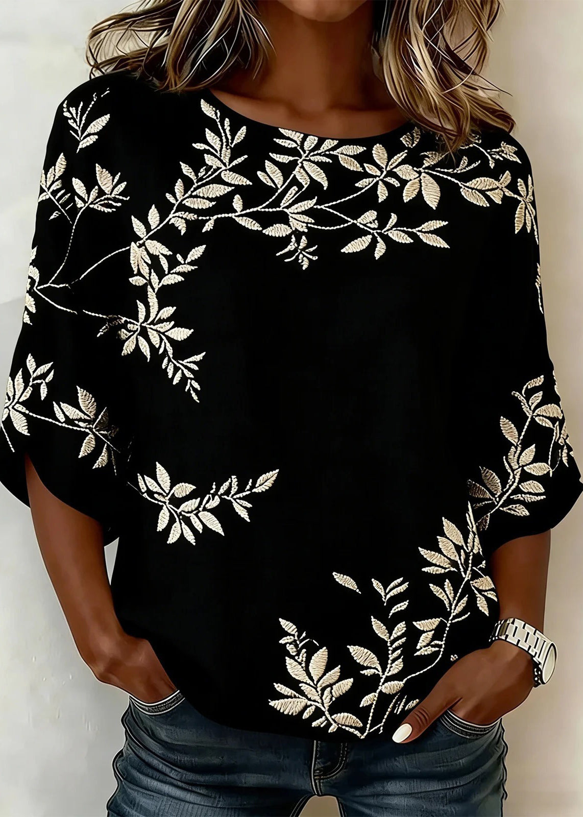 Herre T-shirt med O-hals og Print 4