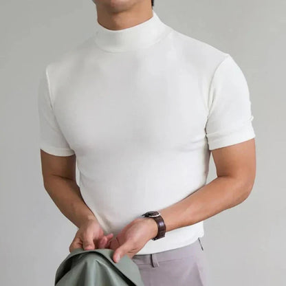 Herre T-shirt med høj krave og casual design til hverdagsbrug 3