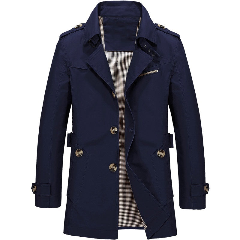 Herre Trenchcoat Struktureret Design Blødt Blandingsmateriale 3