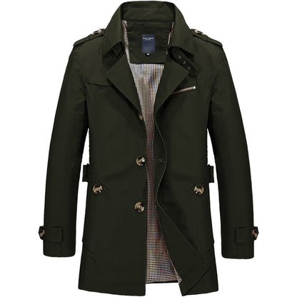 Herre Trenchcoat Struktureret Design Blødt Blandingsmateriale 9