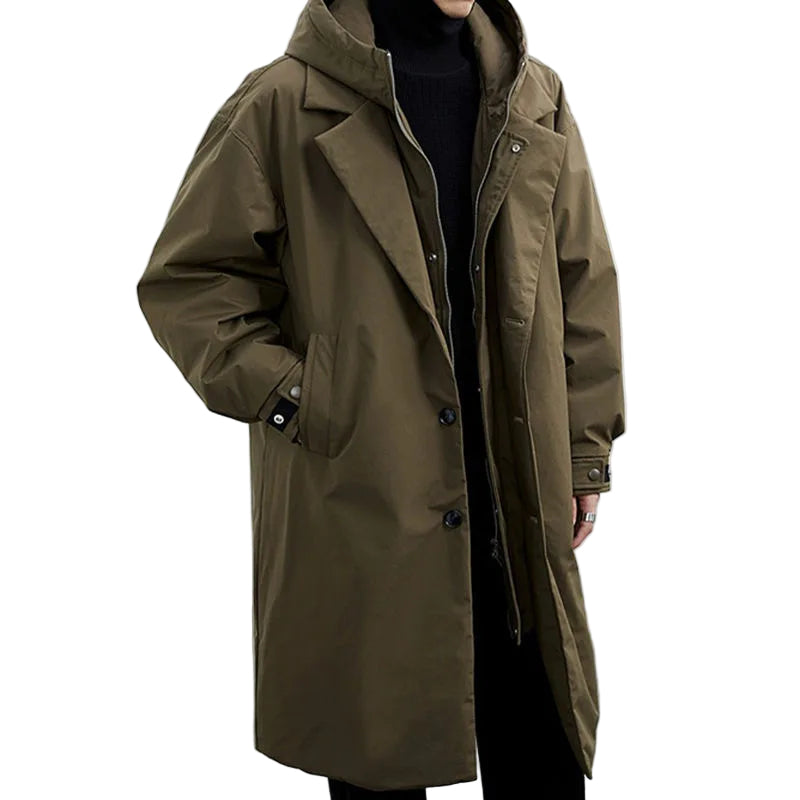 Herre Trenchcoat med Hætte 0