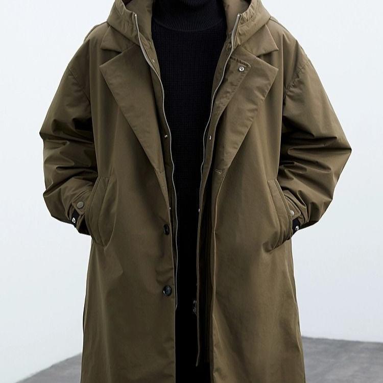 Herre Trenchcoat med Hætte 2