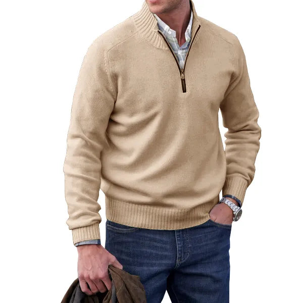 Herre Trøje Klassisk Pullover Med Justerbar Lynlåskrave 5