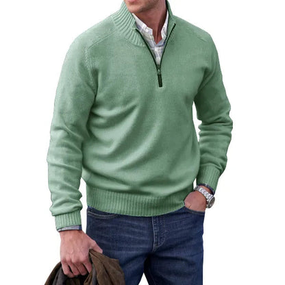 Herre Trøje Klassisk Pullover Med Justerbar Lynlåskrave 6
