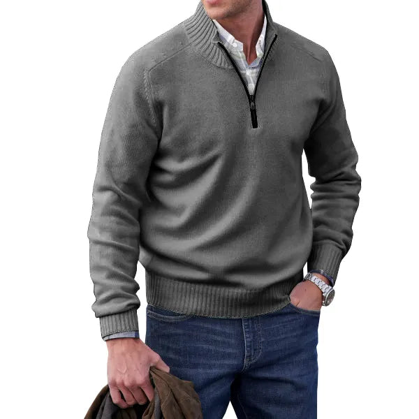 Herre Trøje Klassisk Pullover Med Justerbar Lynlåskrave 8