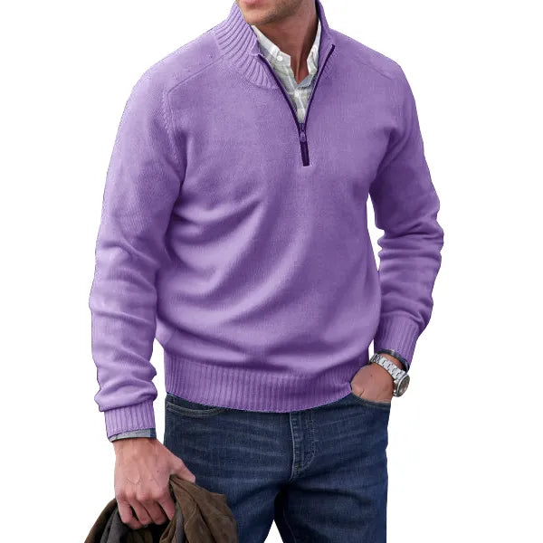 Herre Trøje Klassisk Pullover Med Justerbar Lynlåskrave 9