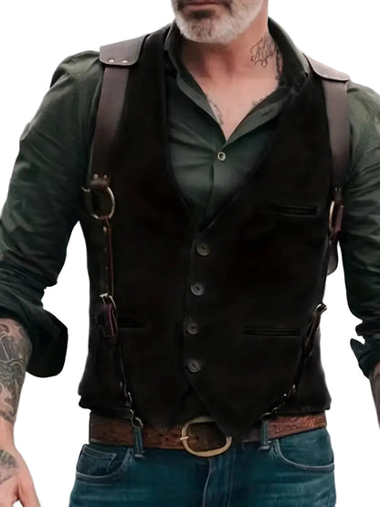 Herre V-hals Vendbar Vest Retro Stil 0