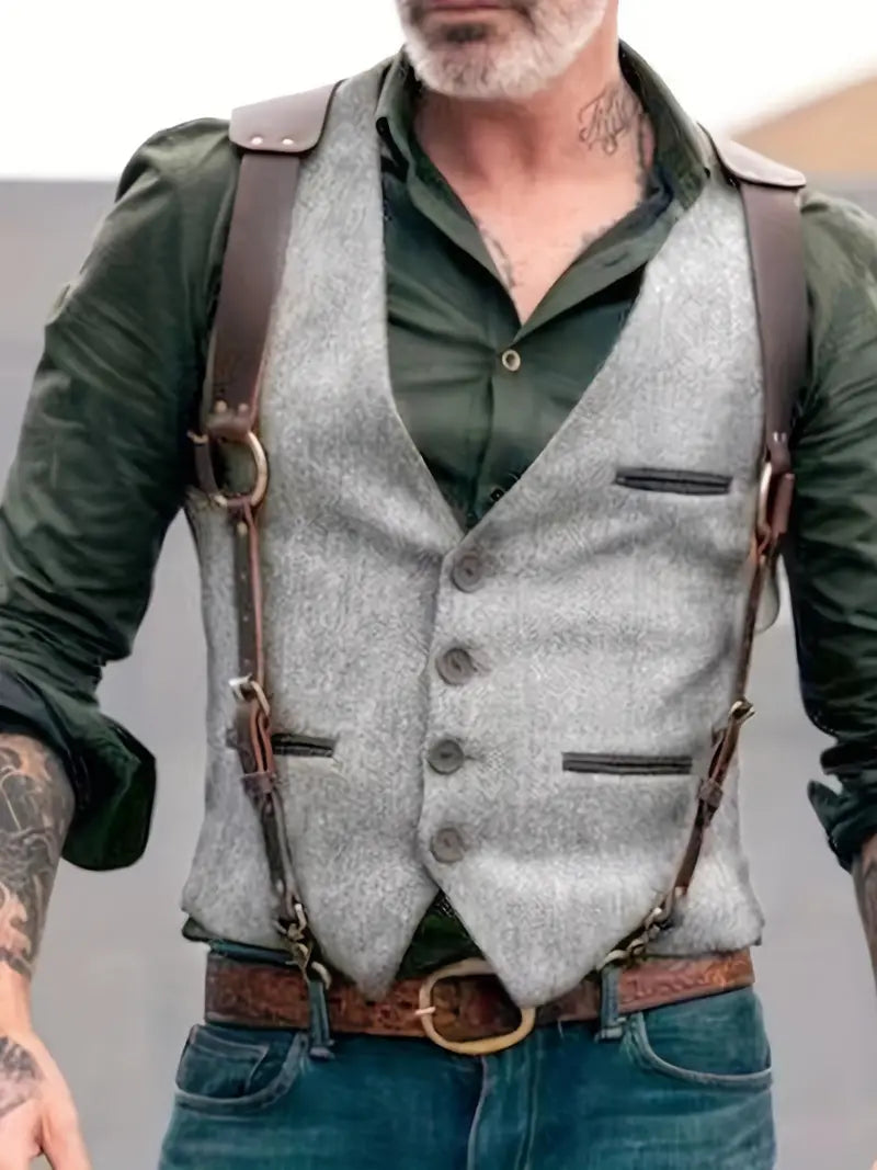 Herre V-hals Vendbar Vest Retro Stil 2