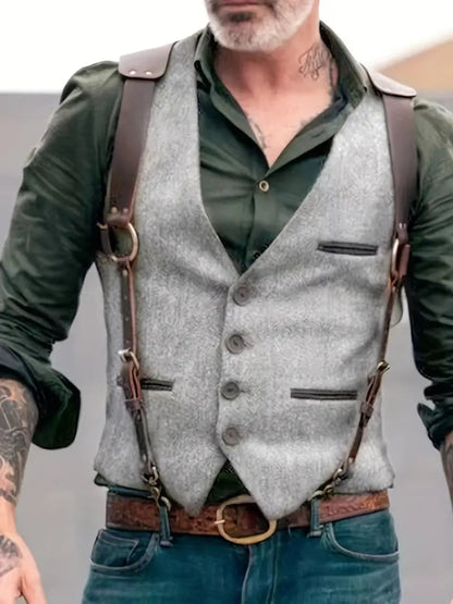 Herre V-hals Vendbar Vest Retro Stil 2