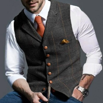 Herre Vest Slim Fit med Knapper og Lommer 3