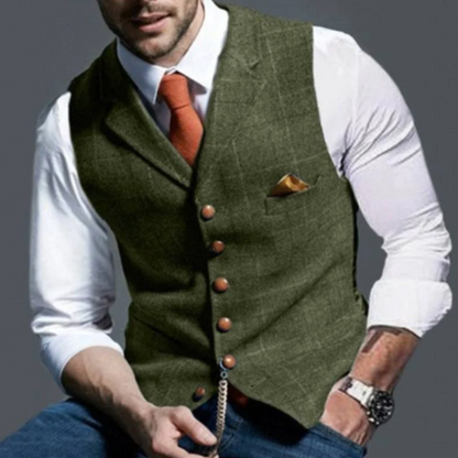 Herre Vest Slim Fit med Knapper og Lommer 6