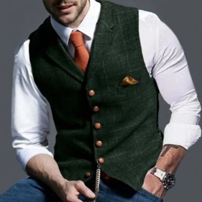 Herre Vest Slim Fit med Knapper og Lommer 7