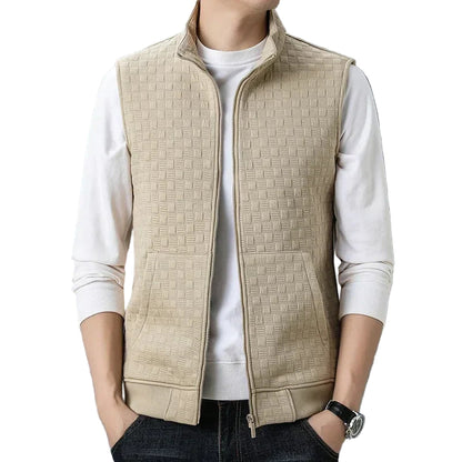 Herre Vest Zip-up med Tekstur og Dybe Lommer til Mænd 0