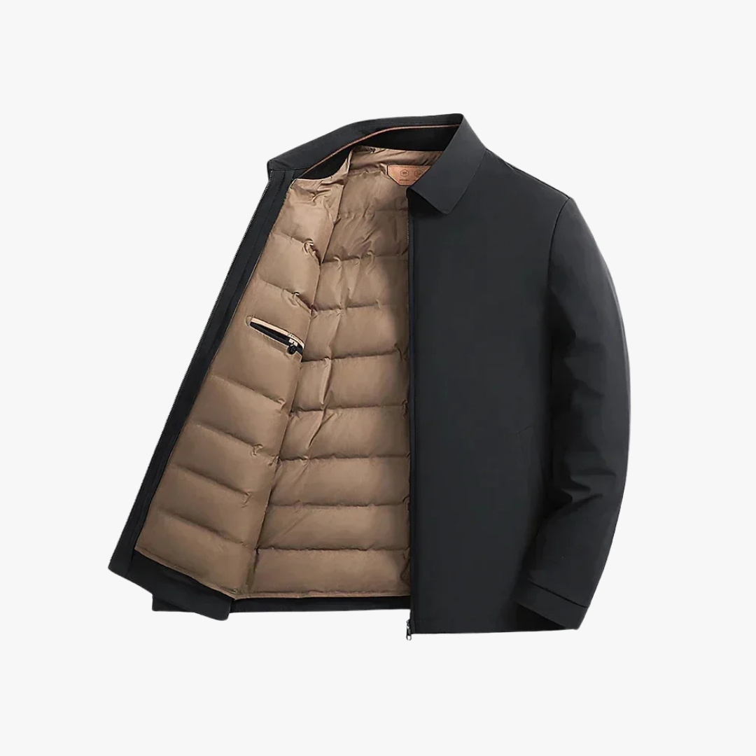 Herre Vinterjakke Justerbar Hætte Nylon Isoleret Regular Fit 3
