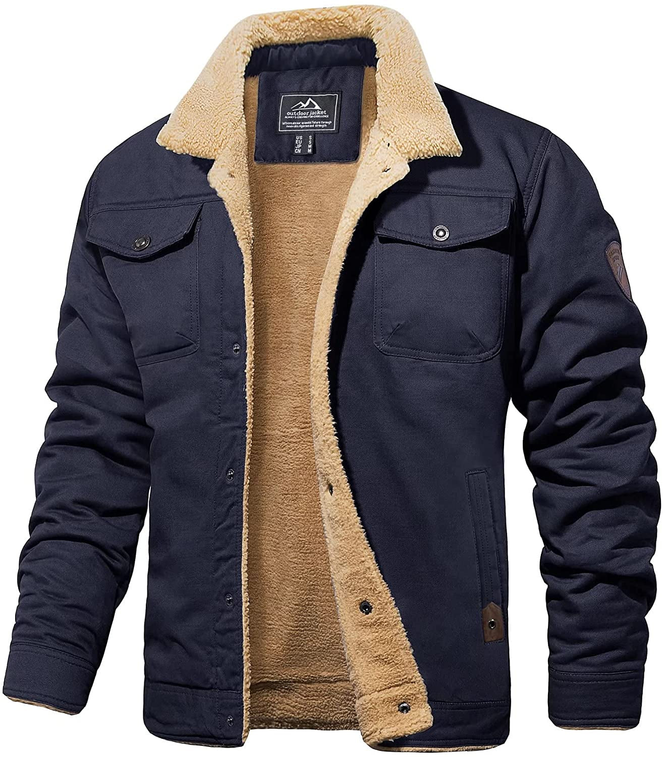 Herre vinterjakke med sherpaforing, vandafvisende og robust design 0