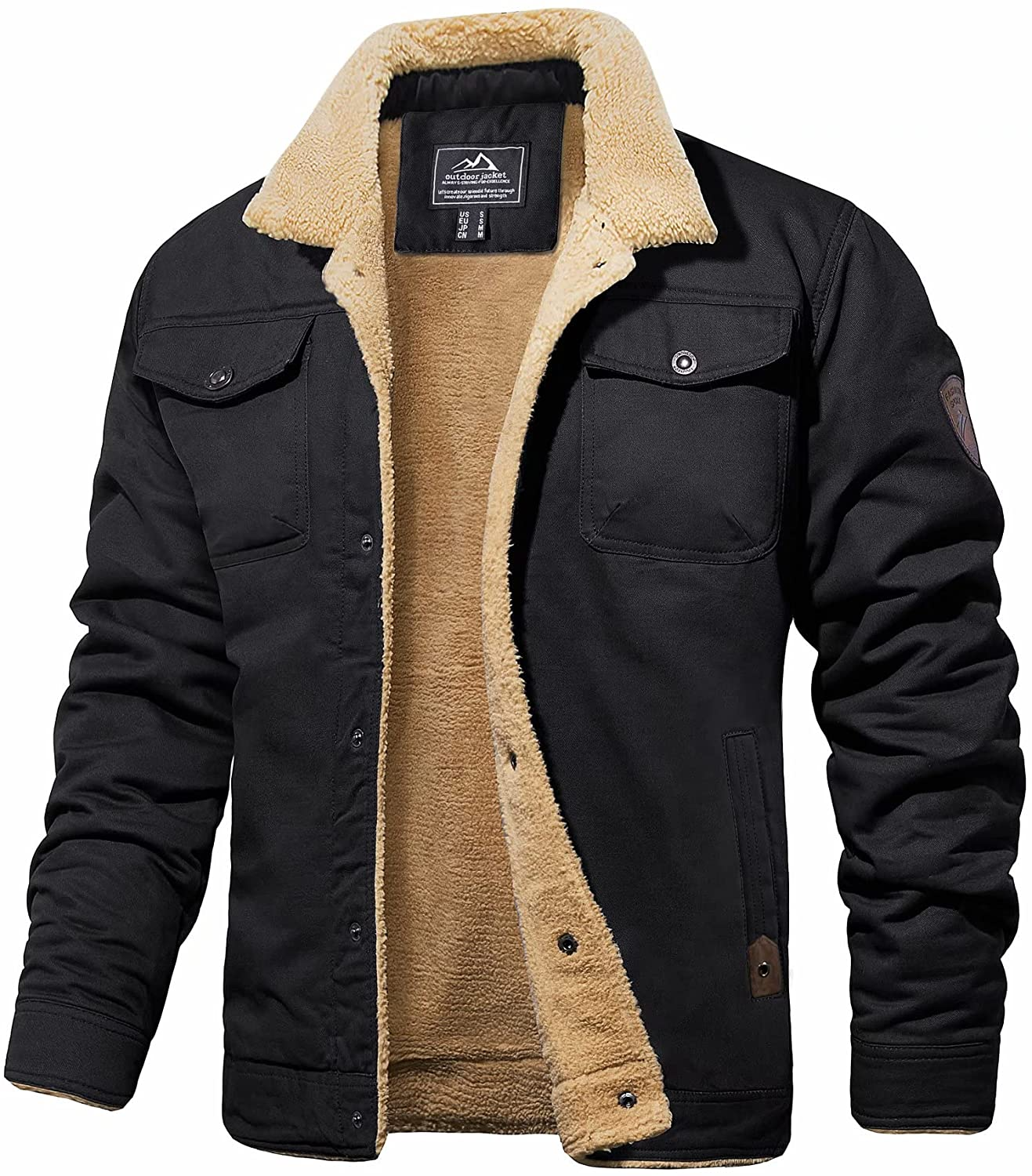 Herre vinterjakke med sherpaforing, vandafvisende og robust design 4