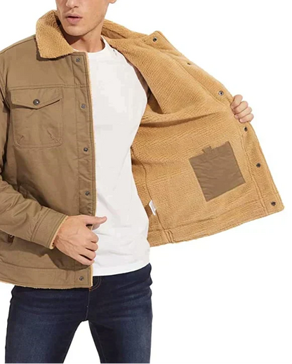 Herre vinterjakke med sherpaforing, vandafvisende og robust design 5