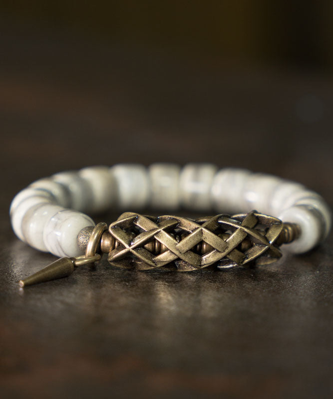 Herrearmbånd Vintage Stil med Kobber og Jade 3