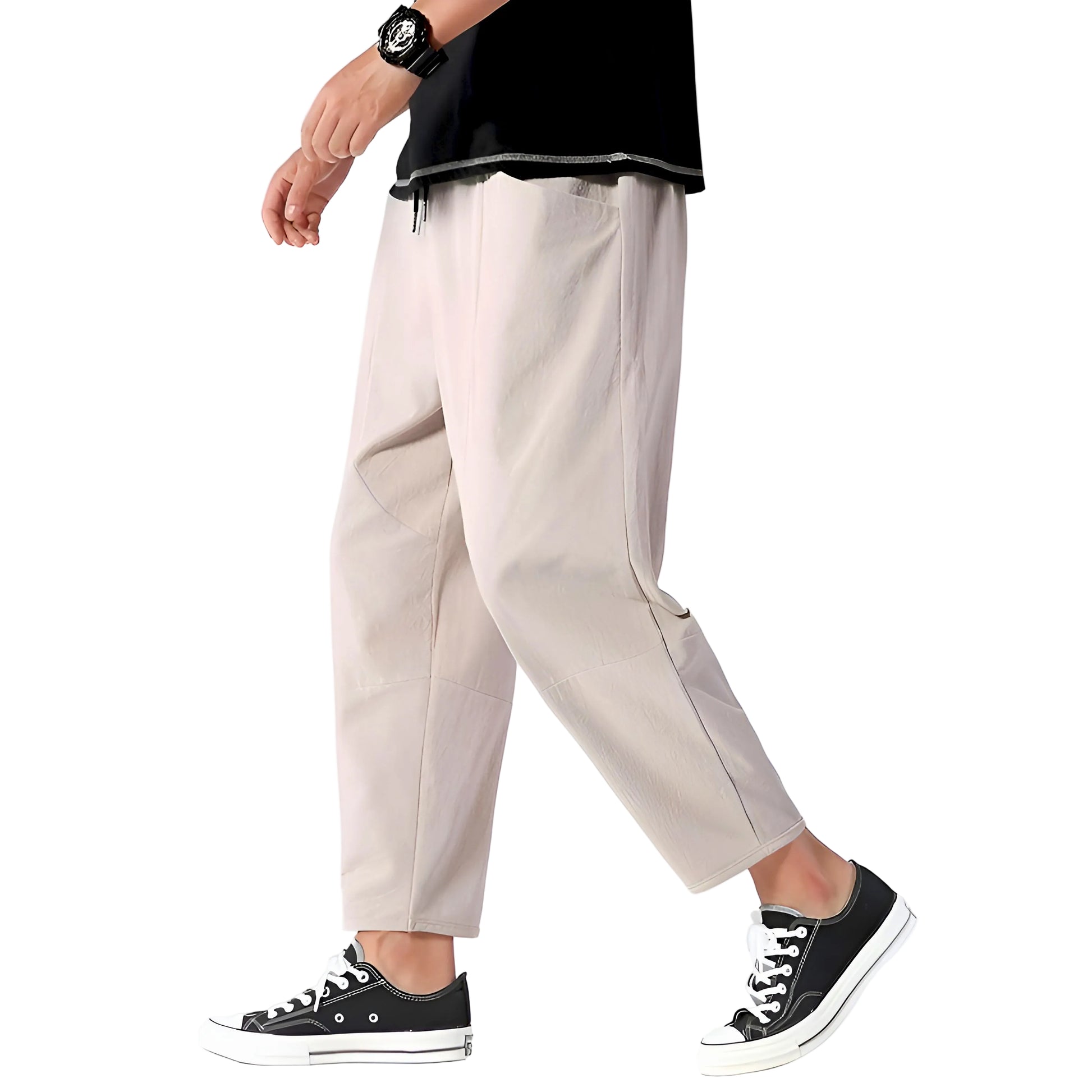 Herrebukser Cropped Casual Stil med Justerbar Snøre 0