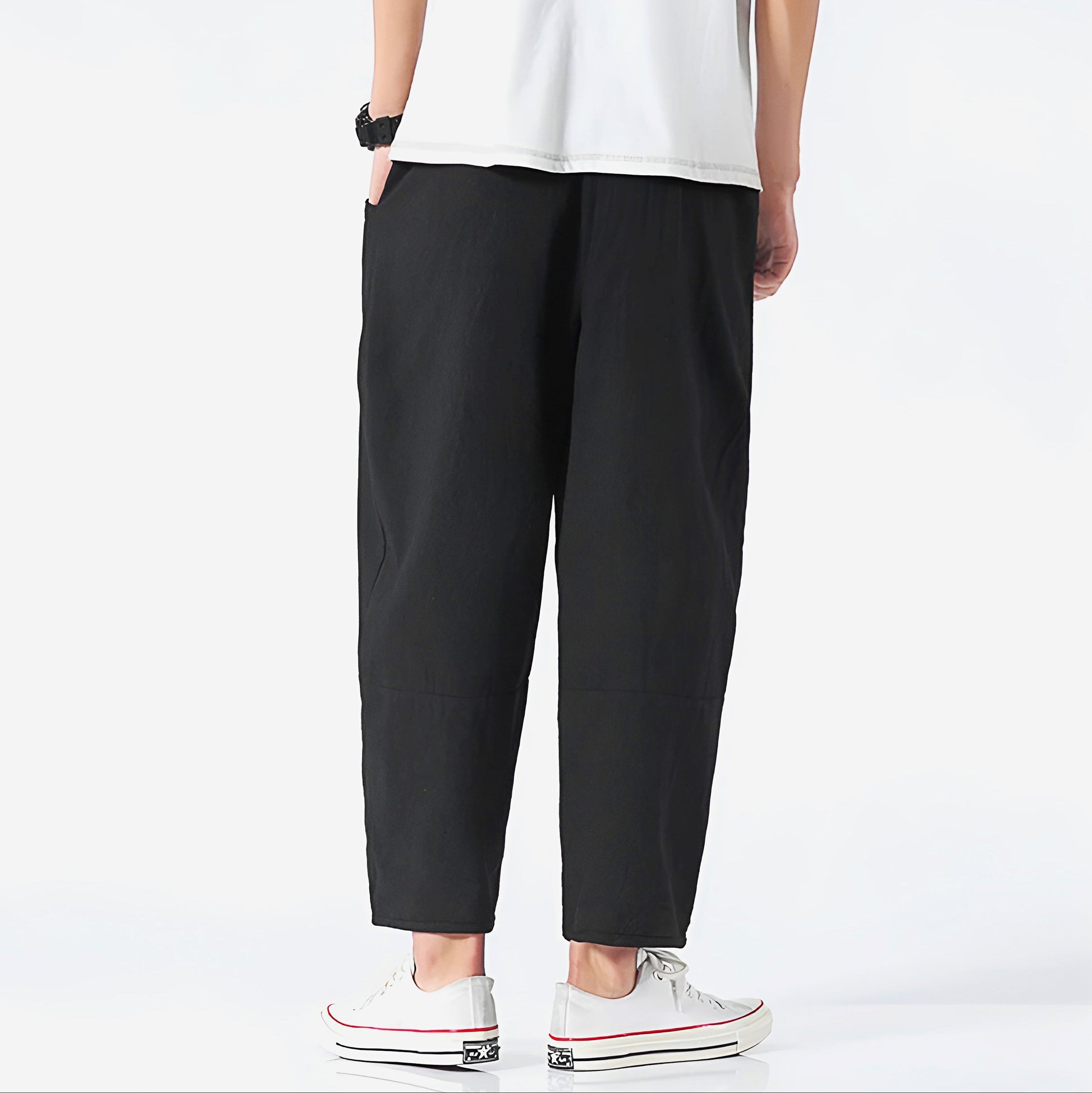 Herrebukser Cropped Casual Stil med Justerbar Snøre 6