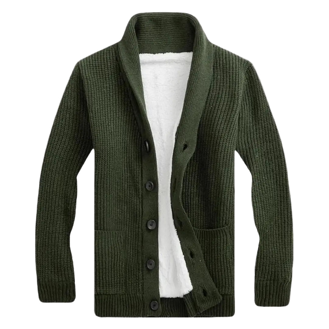 Herrecardigan med sjalskrave 1