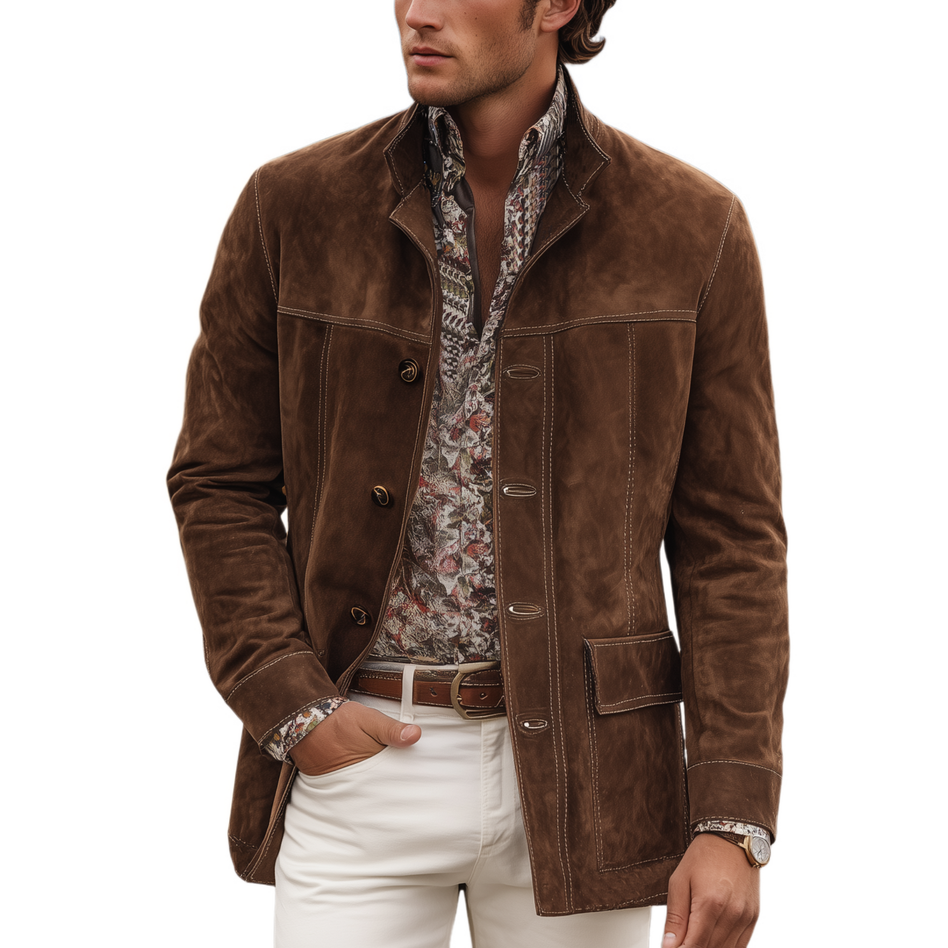 Herrejakke med revers og robust design 0