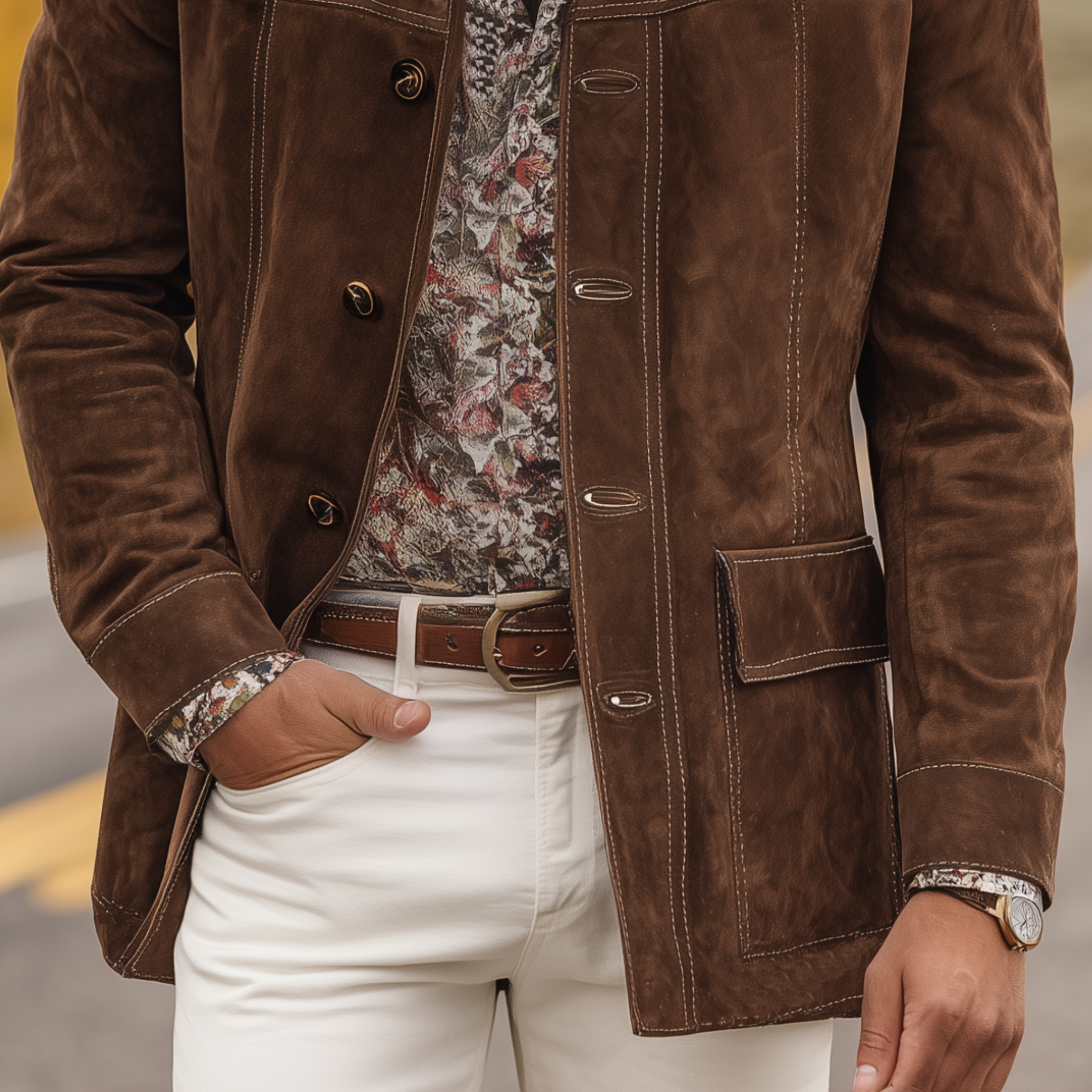 Herrejakke med revers og robust design 4