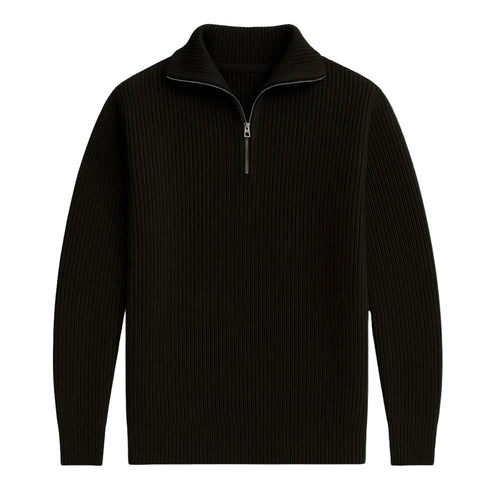 Herrer Merino Uld Jumper med Kvart Lynlås 0
