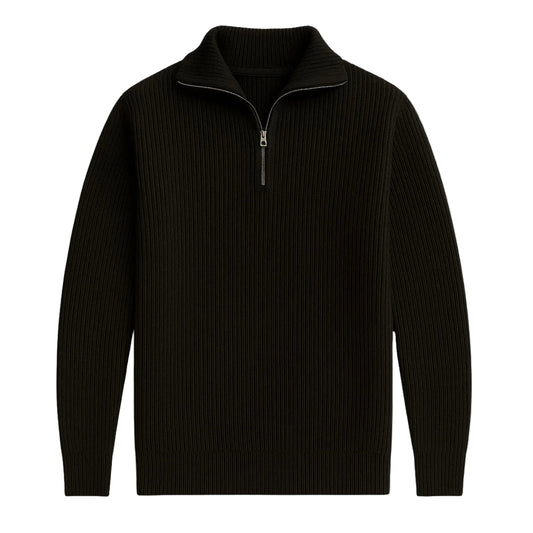 Herrer Merino Uld Jumper med Kvart Lynlås 0