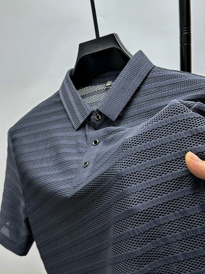 Herres Silke Skjorte Casual Mesh Design 2