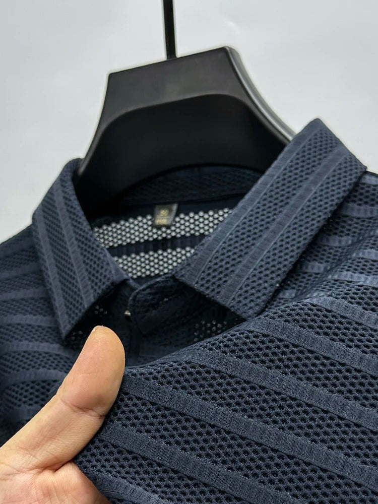 Herres Silke Skjorte Casual Mesh Design 4