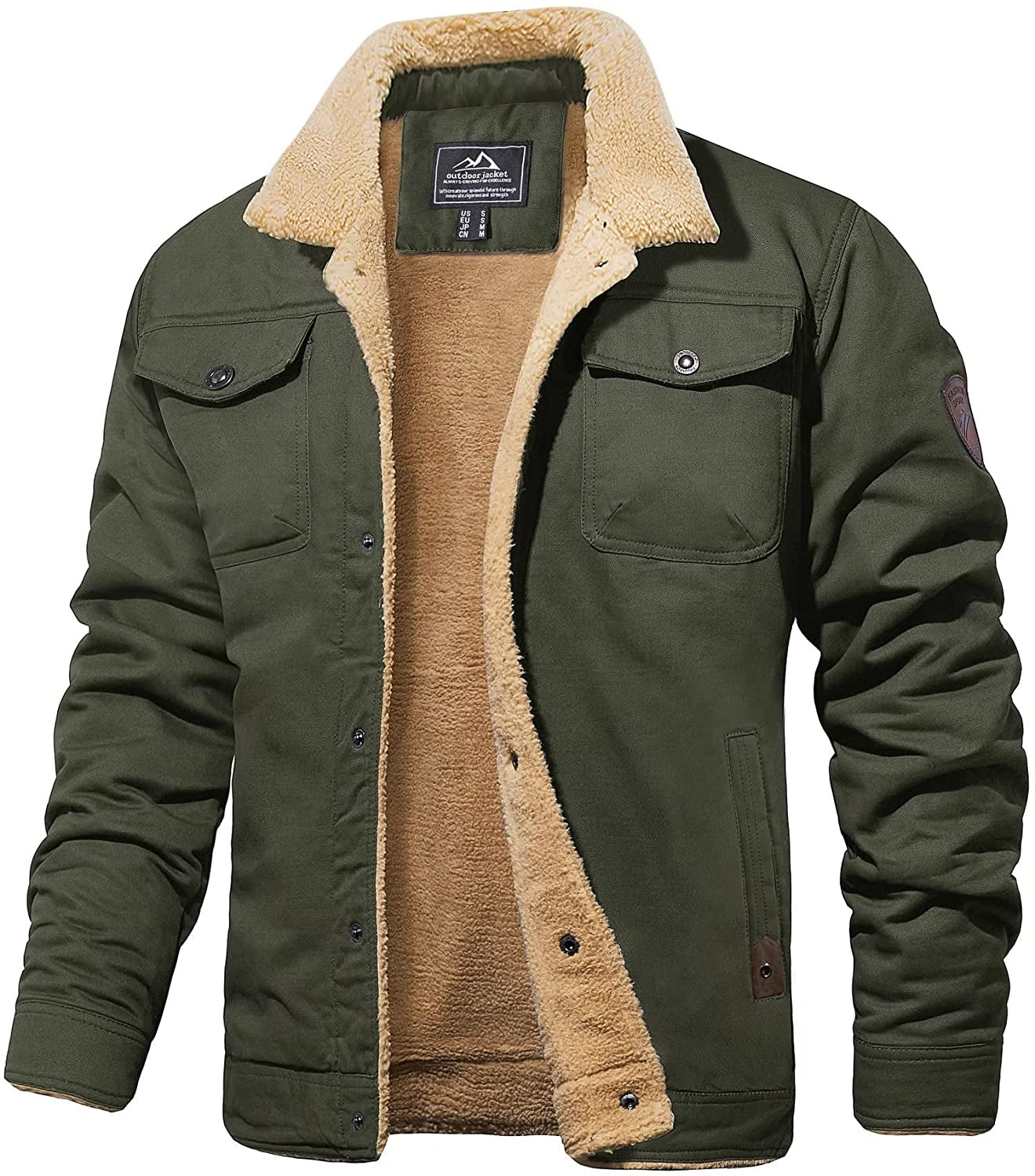 Herreskaljakke med sherpaforing, vandtæt vinterjakke 1