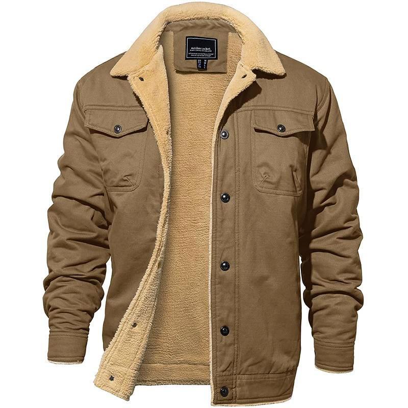 Herreskaljakke med sherpaforing, vandtæt vinterjakke 6