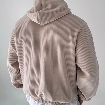 Hoodies Mænd Ribbet Detalje Casual Hættetrøje med Kængurulomme 3