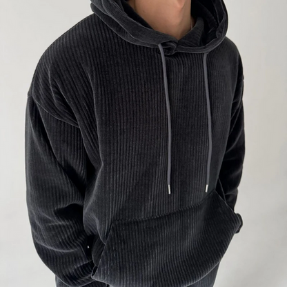 Hoodies Mænd Ribbet Detalje Casual Hættetrøje med Kængurulomme 6