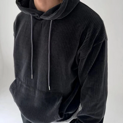 Hoodies Mænd Ribbet Detalje Casual Hættetrøje med Kængurulomme 7