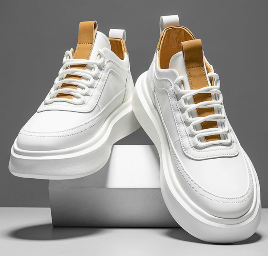 Hvide Herre Sneakers Trendy Design Komfortabelt Materiale-2
