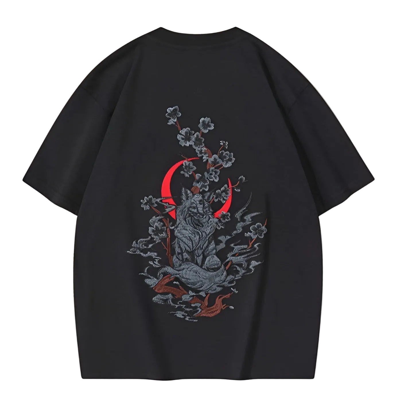 Hvid T Shirt Dame Med Sakura Broderi Oversized 2