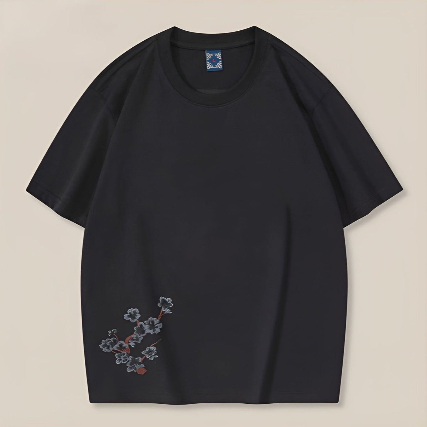 Hvid T Shirt Dame Med Sakura Broderi Oversized 3