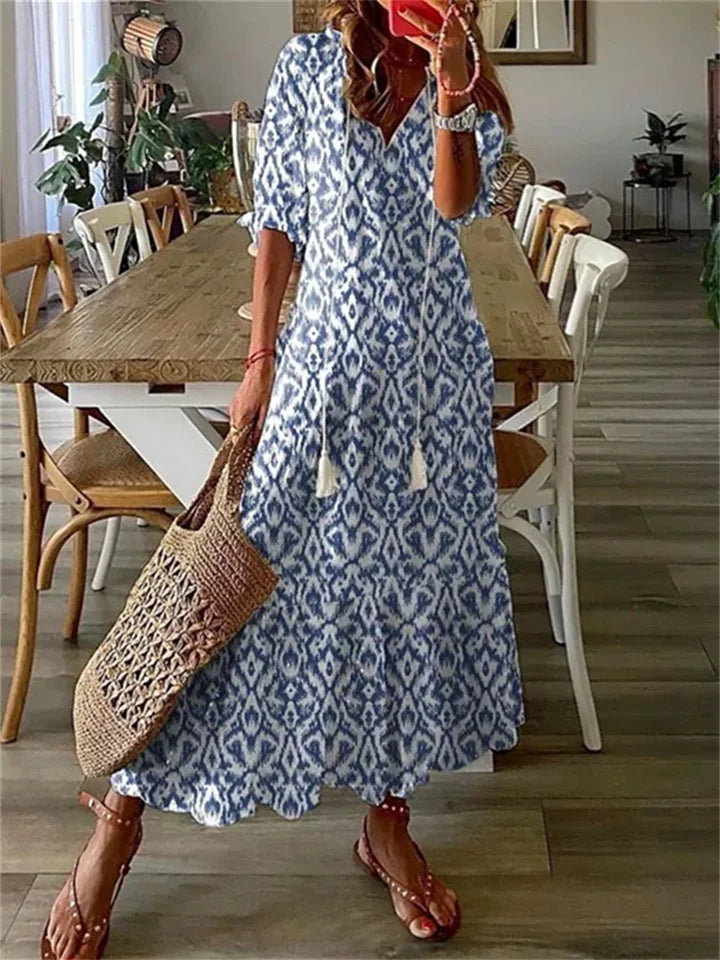 Variant image for Kvinders Maxi Kjole Løs Stil Let Vævning Lange ærmer-22